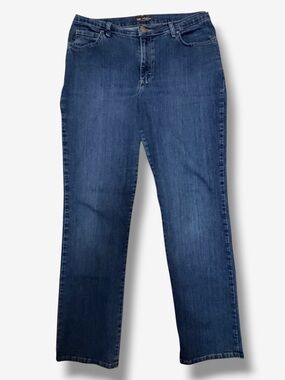 Lee Straight Leg Jeans Women 12 Long Mid Rise Stretch Blue Denim